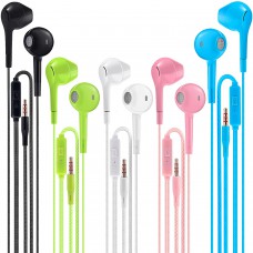 Earbuds Headphones with Microphone Pack of 5, Noise Isolating Wired Earbuds, Earphones with Powerful Heavy Bass Stereo, Compatible with Android, iPhone, iPad, Laptops, MP3 and Most 3.5mm Interface