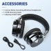 Tapela E7 Wireless Active Noise Cancelling Headphones, Over Ear Bluetooth Headphones with Microphone, 28H Playtime, Deep Bass, Comfortable Protein Ear Cups, for Travel, Home Office - Titanium Black