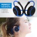 Small Bluetooth Headphones Wrap Around Head - Sports Wireless Headset with Built in Microphone and Crystal-Clear Sound, Foldable and Carried in The Purse, and 12-Hour Battery Life, Blue Small Bluetooth Headphones Wrap Around Head - Sports Wireless Headset with Built in Microphone and Crystal-Clear Sound, Foldable and Carried in The Purse, and 12-Hour Battery Life, Blue